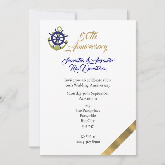 Yachting voor de 50e trouwdag kaart (Voorkant)