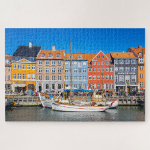 Yachts Along Colorful Nyhavn Waterfront Kopenhagen Legpuzzel