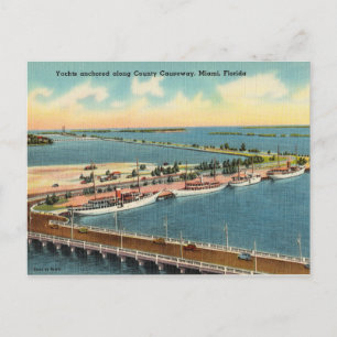 , Yachts Country Causeway, Miami, Florida Briefkaart