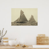 Yachts Valkyrie II en Vigilant Race for America's Poster (Keuken)