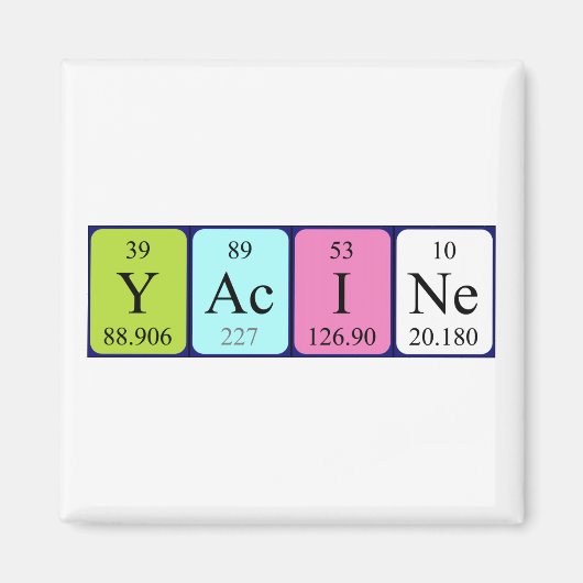 Yacine periodiek table name magnet (Voorkant)