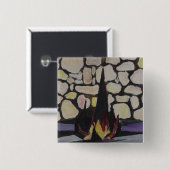 Yad Vashem Vierkante Button 5,1 Cm (Voorkant /achterkant)