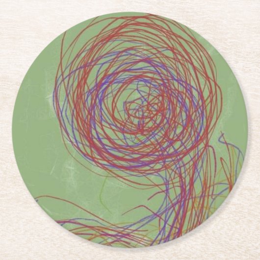 Yaei abstracte kunst ronde kartonnen onderzetter (Voorkant)