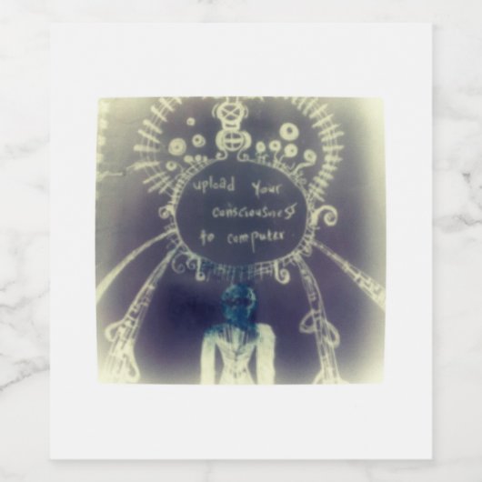 yaei uploadt uw bewustzijn naar de computer wijn etiket (Enkel label)