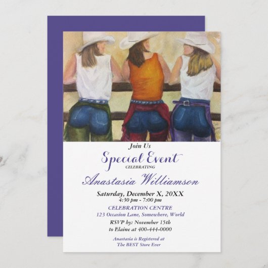 YAHOO WESTERN PARTITY EVENT INVITE KAART (Voorkant / Achterkant)