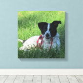 Yahtzee De Hond met Leash Canvas Print (Insitu (Houten vloer))