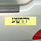 Yahushua (Jezus) met blauwe letters Bumpersticker (Op auto)