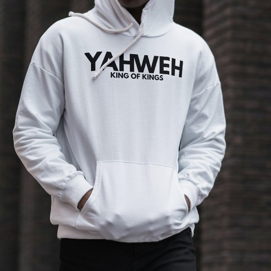 "YAHWEH" Cross White Christelijk Minimalistische H Hoodie