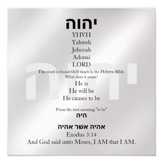 Yahweh Foto Afdruk (Voorkant)