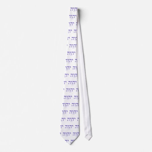 Yahweh (in het Hebreeuws) Blue Lettering Necktie Stropdas (Voorkant)