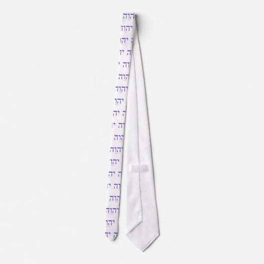 Yahweh (in het Hebreeuws) Blue Lettering Necktie Stropdas (Achterkant)