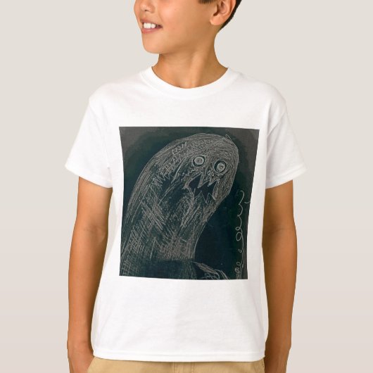 yaie worm tekening en je ziel worden donker t-shirt (Voorkant)