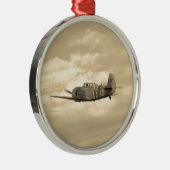 Yak 11 In Flight Metalen Ornament (Rechts)