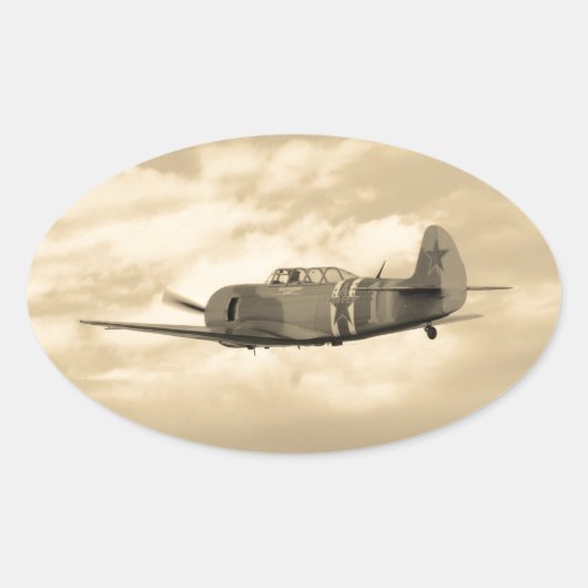 Yak 11 in vlucht ovale sticker (Voorkant)