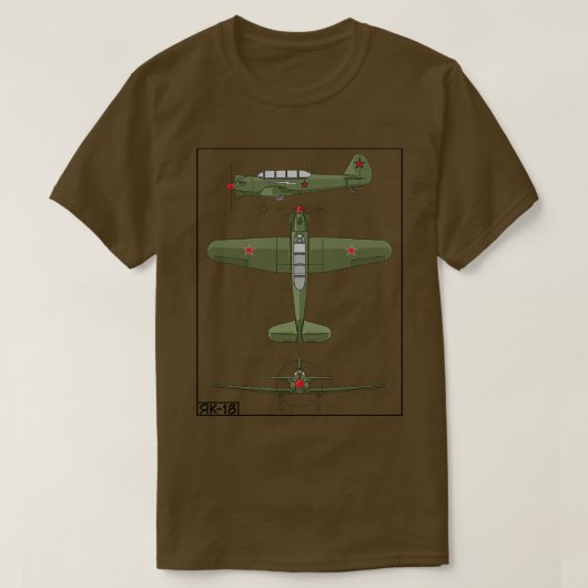 YAK 18 Russische militaire hoofdtrainer Vliegtuig  T-shirt (Design voorkant)
