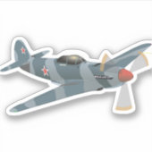 Yak-9 Sovjet WW2 Vliegtuig Sticker (Voorkant)