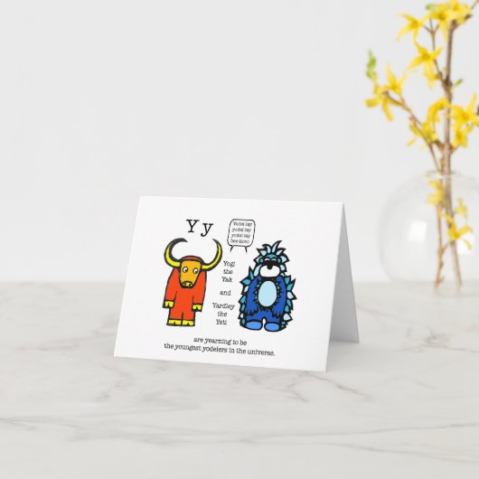 Yak and Yeti note card Kaart (Gele Bloem)