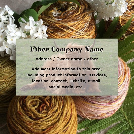 Yak Animal Fiber Company Business Card Visitekaartje