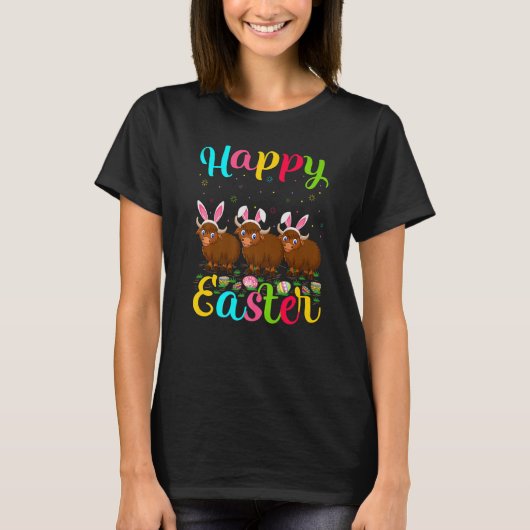 Yak Funny Easter Bunny Yak Happy Pasen T-shirt (Voorkant)