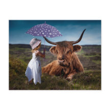 YAK GIRL UMBRELLA FUNNY POSTCROSSING