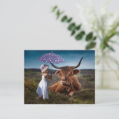 YAK GIRL UMBRELLA FUNNY POSTCROSSING BRIEFKAART (Staand voorkant)