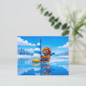 Yak Ice Sailing on a Frozen Winter Lake Briefkaart (Staand voorkant)