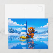 Yak Ice Sailing on a Frozen Winter Lake Briefkaart (Voorkant / Achterkant)