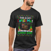 Yak Kerst Kerstmis Santa Hat Pyjama Shirt Funny Ya (Voorkant)