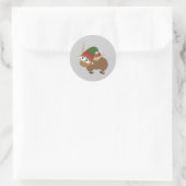 Yak Kerstmis Elf Ronde Sticker (Tas)