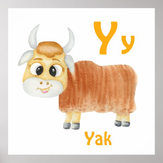 Yak personaliseer ABC: Letter Y - Jouw namen toevo Poster (Voorkant)