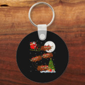 Yak Santa Sleigh Flying Funny Magical Christmas Ta Sleutelhanger (Voorkant)