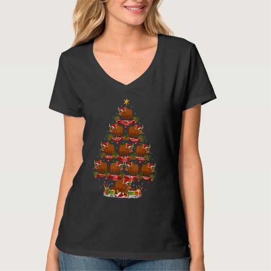 Yak   Xmas Holiday Santa Yak Christmas Tree T-shirt (Voorkant)