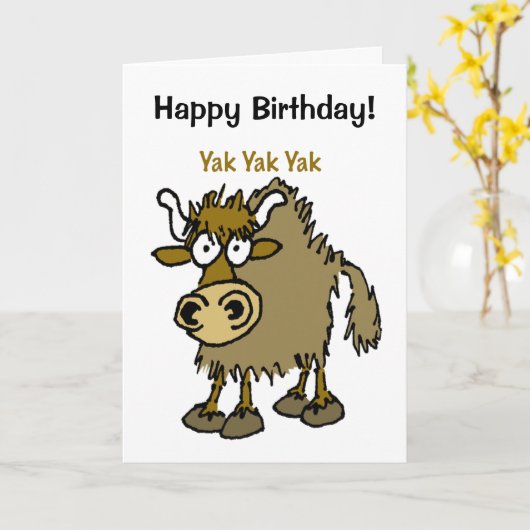 YAK yackety yak birthday chatting card Kaart (Gele Bloem)