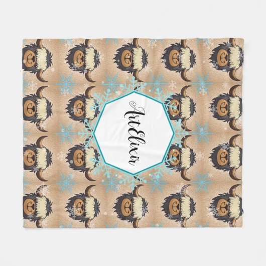 Yak Zwart Sneeuwvlokken Print Fleece Deken (Voorkant (Horizontaal))