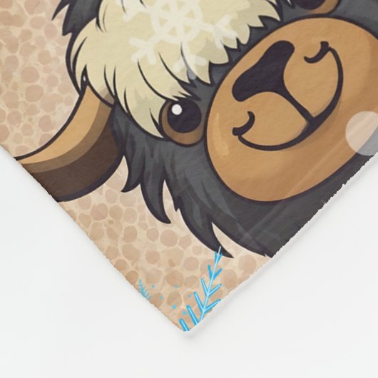 Yak Zwart Sneeuwvlokken Print Fleece Deken (Hoek)