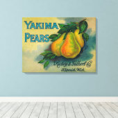 Yakima Pears Crate LabelToppenish, WA Canvas Afdruk (Insitu (Houten vloer))