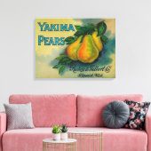 Yakima Pears Crate LabelToppenish, WA Canvas Afdruk (Insitu (Woonkamer))