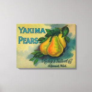 Yakima Pears Crate LabelToppenish, WA Canvas Afdruk