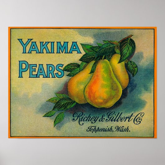 Yakima Pears Crate LabelToppenish, WA Poster (Voorkant)