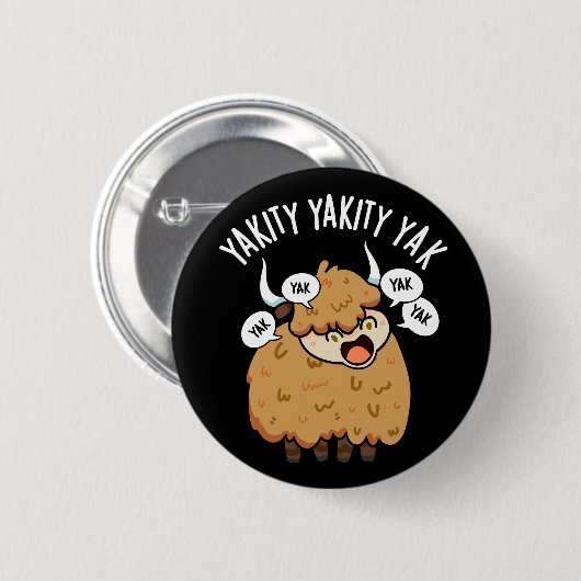 Yakity Yak Funny Animal Pun Dark BG Ronde Button 5,7 Cm (Voorkant /achterkant)