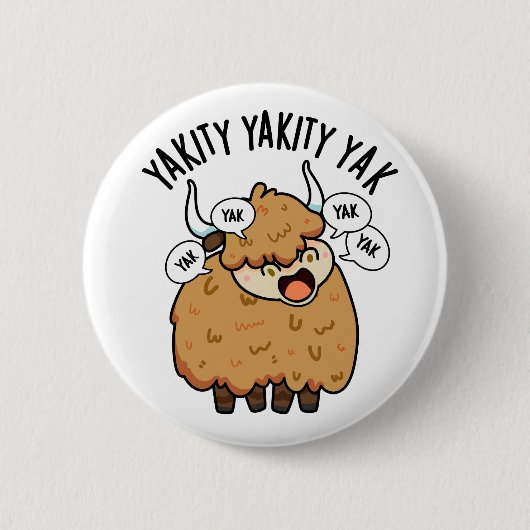 Yakity Yak Funny Animal Pun Ronde Button 5,7 Cm (Voorkant)