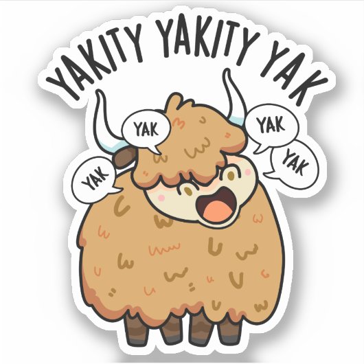 Yakity Yak Funny Animal Pun Sticker (Voorkant)