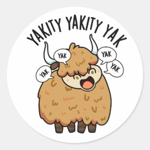 Yakity Yakity Yak Grappige Dierenspeling Ronde Sticker