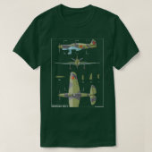 Yakovlev Yak1 Russische WW2 gevechtsvliegtuig diag T-shirt (Design voorkant)