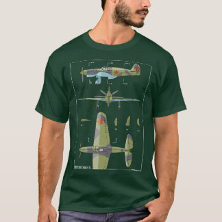 Yakovlev Yak1 Russische WW2 gevechtsvliegtuig diag T-shirt