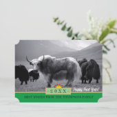 Yaks & Happy Nieuwjaar! Kaart/Himalaya, Yak Tibet Feestdagenkaart (Staand voorkant)