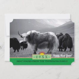 Yaks & Happy Nieuwjaar! Kaart/Himalaya, Yak Tibet Feestdagenkaart