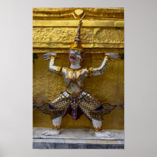 Yaksha-standbeeld in Bangkok Poster