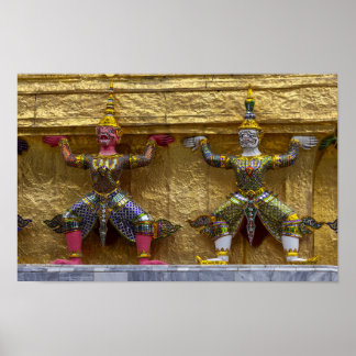 Yaksha-standbeeld in Bangkok Poster