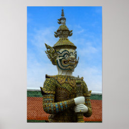 Yaksha-standbeeld in Bangkok Poster